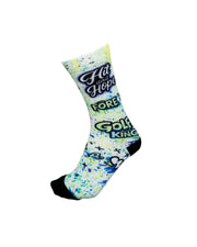 HIT AND HOPE Golfsocken – Graffiti Golf King White Green